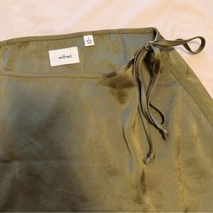 Wilfred Sage Green Satin Midi Skirt